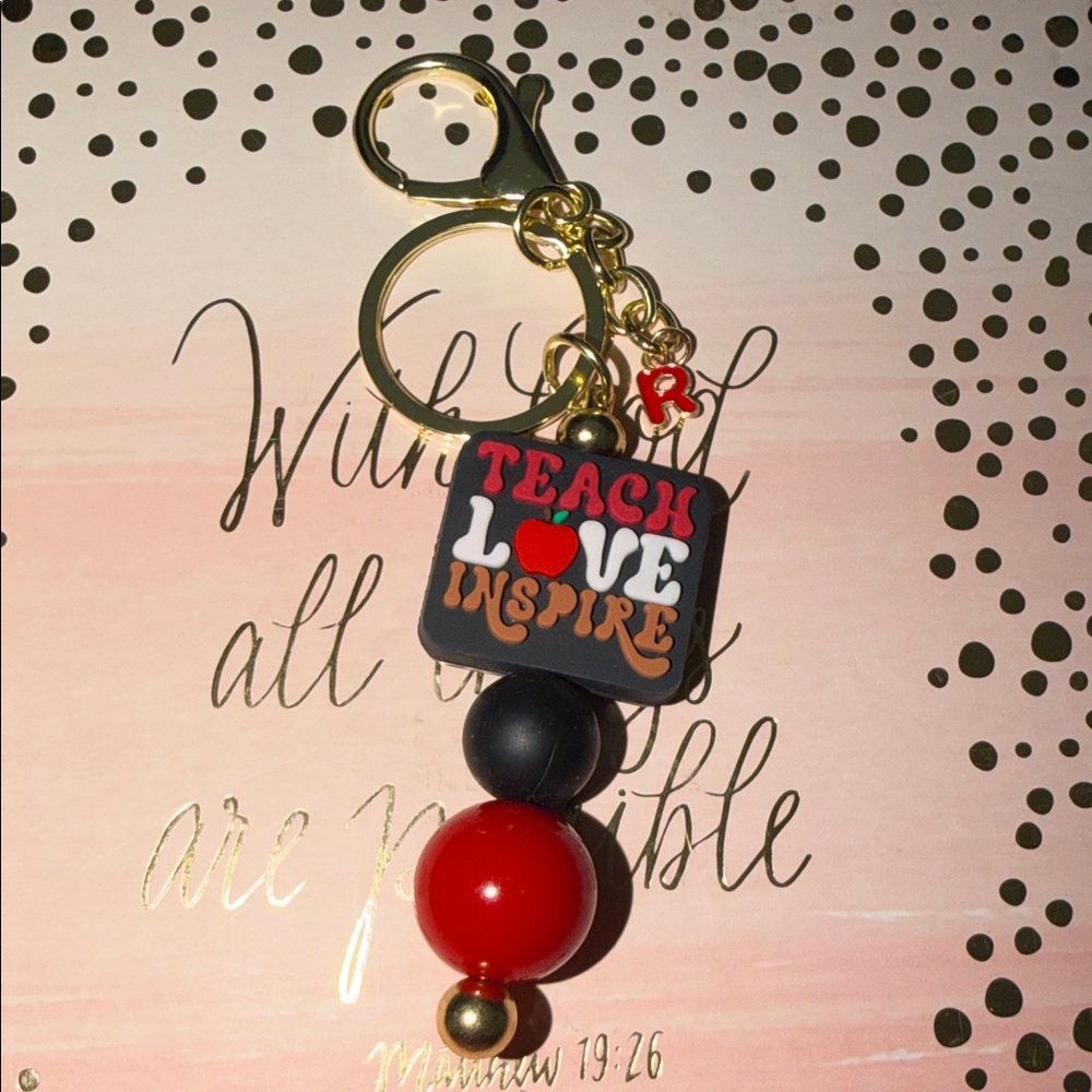 Gold with Red & Black Inspirational Bag Charm
